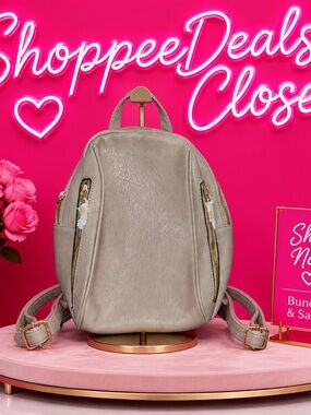 Atrie Vegan Leather Backpack – Taupe – Gold Tone Hardware – NWT